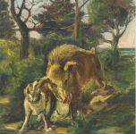 1941 Il cinghiale ferito  olio su cartone telato cm 50x40