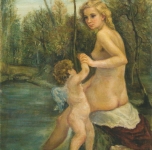 1950 Venere e Amore  olio su tela cm 81x65