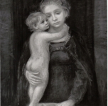 1952 Madonna con bambino olio su tela cm 80x60