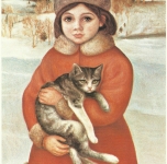 1979  Bambina con gatto  olio su tela cm65x50